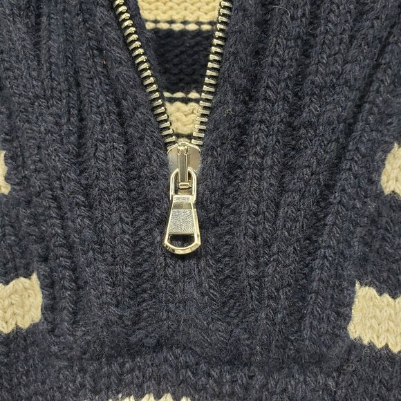 G Label by Goop GWYN Shand Merino Wool Sweater Half Zip Blue White Cream - Picture 4 of 11